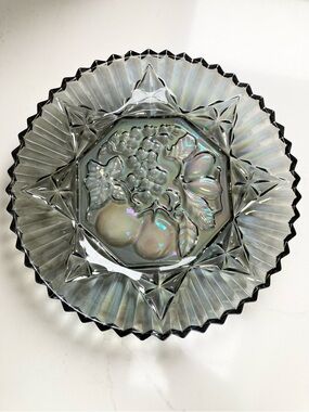 Vintage Federal Glass "Nostalgic" Carnival Glass 12" Plate - Iridescent Smoke
